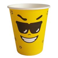Стакан бумажный для горячих напитков Emoji желтый 350 мл D90 мм